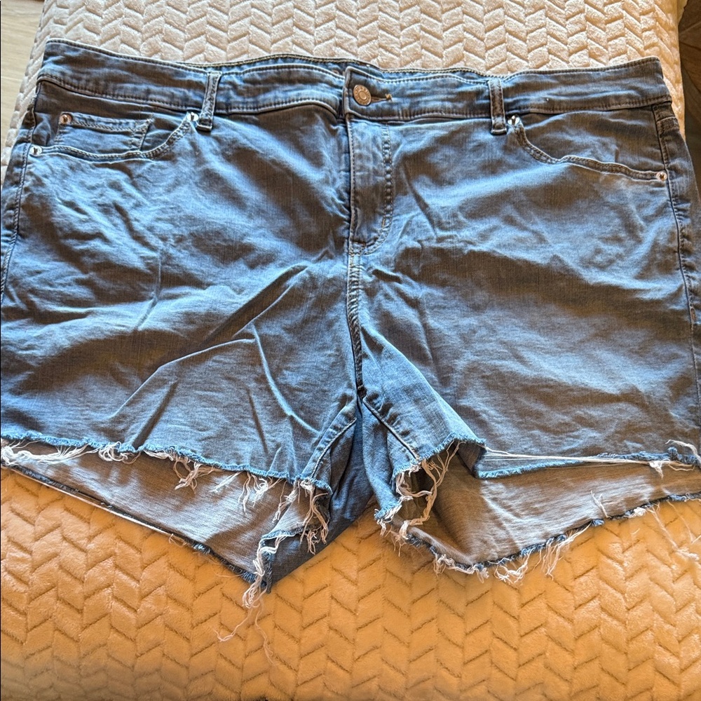 Torrid Light Blue Distressed Jean Shorts